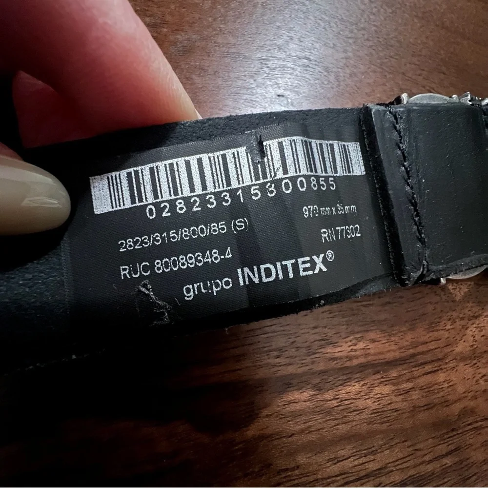 Zara Black Leather Belt w Metal Buckle NWOT